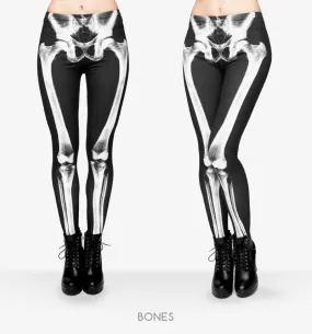 2 Sets of X-ray Skeleton Printed Leggings