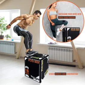 3-in-1 Soft Plyo Box Wooden Core Foam for Exercise