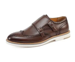 Amali Dario Casual Elegance Monk Strap Shoes Men’s Brown Leather