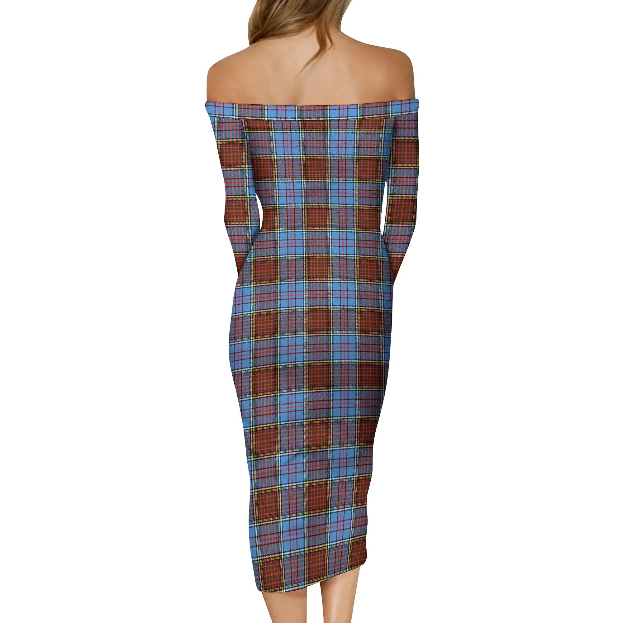 Anderson Modern Tartan Off Shoulder Lady Dress