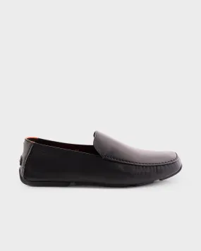 Black Polished Leather Loafers