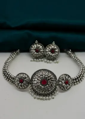 BLOSSOM OXIDISED CHOKER