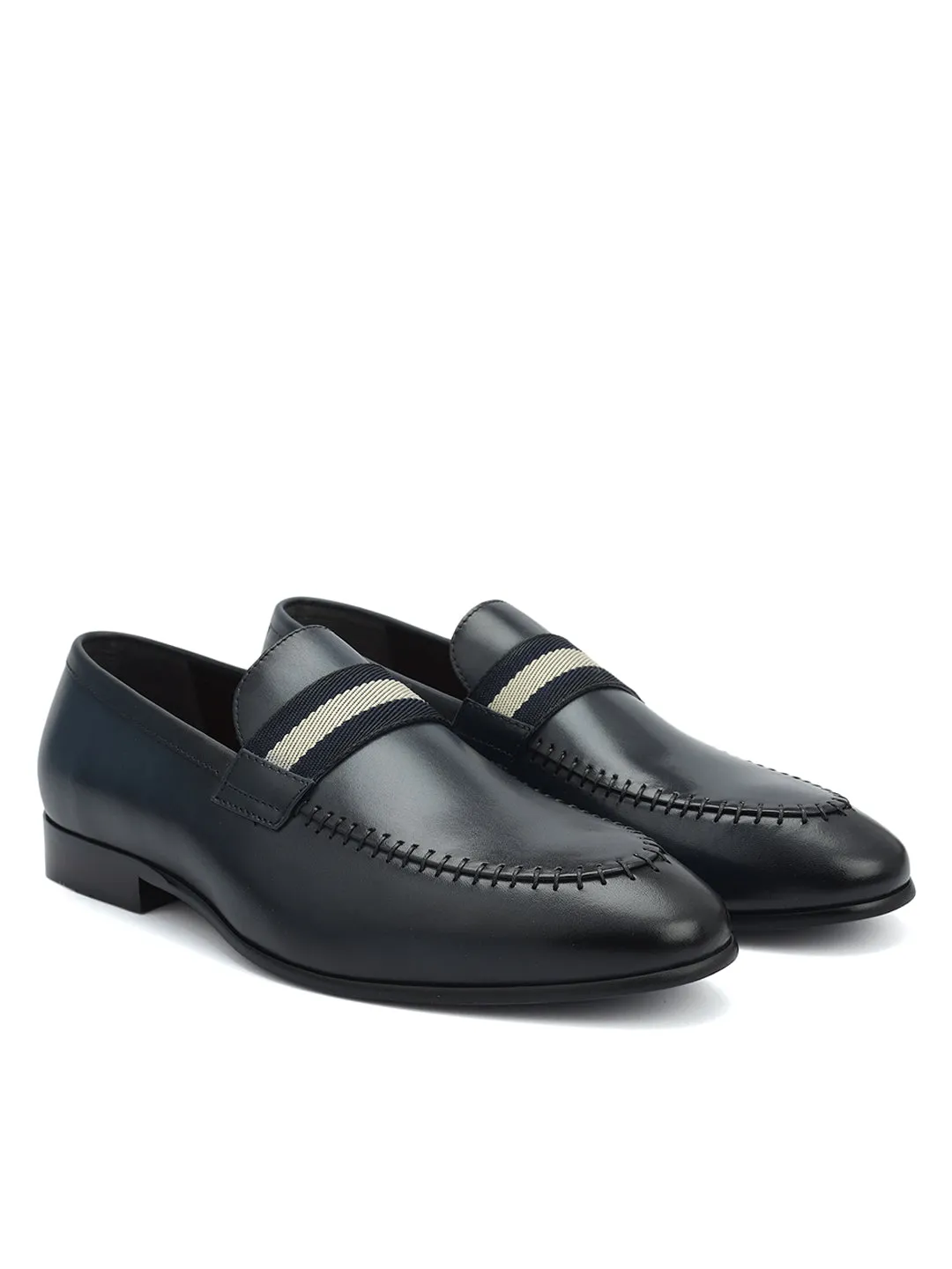 Blue Loafers With Contrast Panel