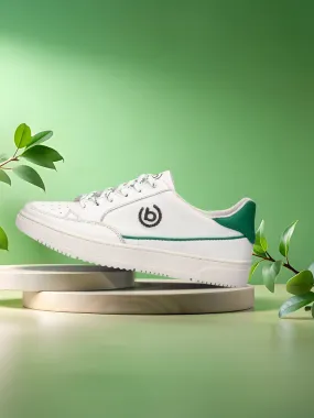 bugatti White & Green Premium Leather Sneakers