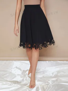 Clasi Zipper Side Laser Cut Hem Skirt