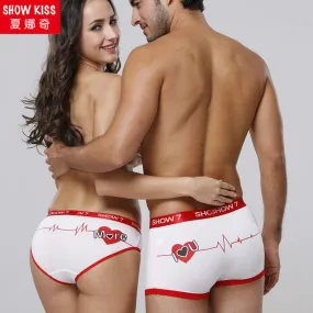 Couples  Underwear Lovers Clothing  Bamboo Fiber Panties Women Men Boxer Masculine Shorts Heart-shaped Print Sexy Briefs Women