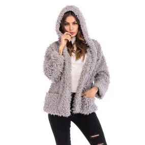 Europe Hooded Women Trendy Long Sleeved Loose Thick Warm Coat Outerwear