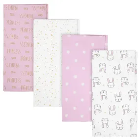 Gerber® 4-Pack Baby Girls Princess Flannel Blankets