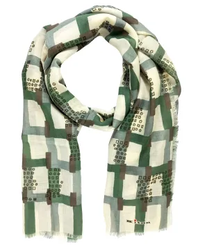Kiton Cashmere Scarf Green Gray White Design SALE