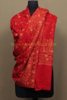 Maroon Color Embroidered Sozni Shawl Enriched With Beautiful Designer Jaal Pattern Add Elegance.