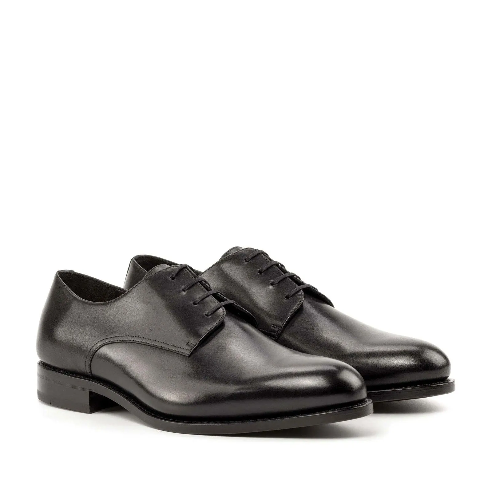 Men's Derby Leather Shoes Goodyear Welt Wide Plus Size Black 5000