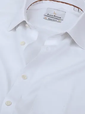 Men's Solid White Full Sleeves Regular Fit Formal Shirt