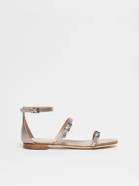 Metallic nappa leather flat sandals