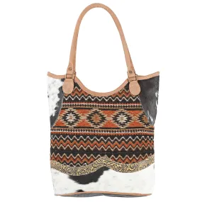 OHLAY OHV402 TOTE Upcycled Wool Upcycled Canvas Embossed Hair-on Genuine Leather women bag western handbag purse