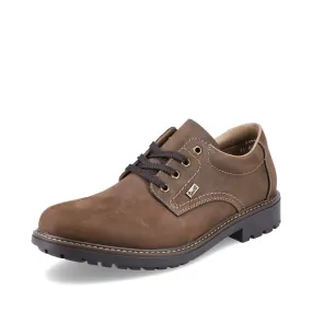 Rieker B4610-22 Mens Brown Wax Leather Water Resistant Lace Up Shoes