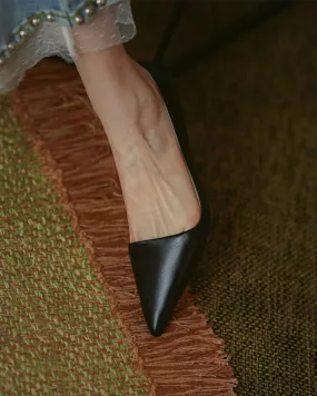 Solid Low Heel Pointed toe Heels