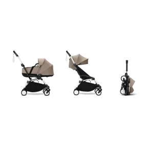Stokke YOYO³ Newborn Shell 6  Complete Baby Stroller Set - White Frame with Taupe Newborn Shell & 6  Color Pack (Pre-Order; Est. Delivery in 4-6 Weeks)
