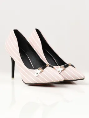 Striped Heels - Baby Pink