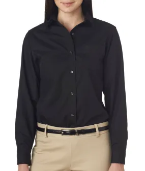 van heusen ladies' long-sleeve cotton-rich broadcloth - black (2xl)