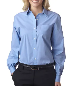 van heusen ladies' long-sleeve stretch pinpoint oxford - blue bay (xl)