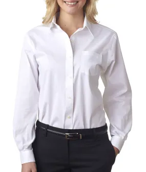 van heusen ladies' long-sleeve stretch pinpoint oxford - white (2xl)