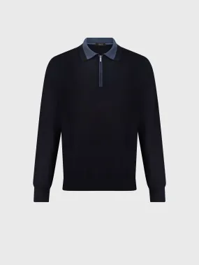 Zipped Polo Shirt Dark Navy